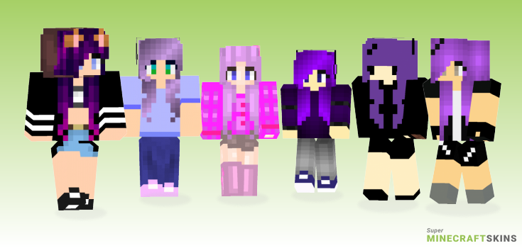 Purple haired Minecraft Skins - Best Free Minecraft skins for Girls and Boys