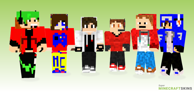 Youtube gamer Minecraft Skins - Best Free Minecraft skins for Girls and Boys