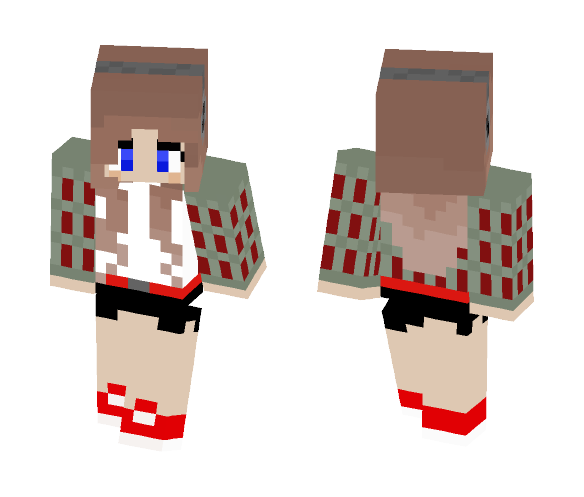 Girl with brown hair and headphone - Color Haired Girls Minecraft Skins - image 1