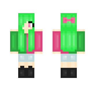 Cute green-pink girl - Cute Girls Minecraft Skins - image 2