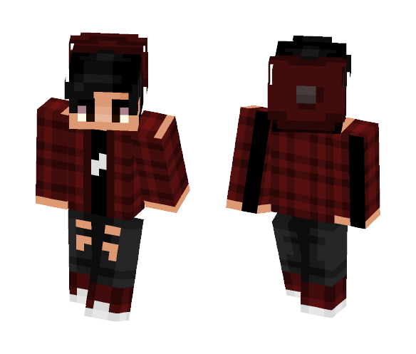Download Free Boy In Red Flannel And Red Beanie Skin for Minecraft image 1 Boy In Red Flannel And Red Beanie - Boy Minecraft Skins - image 1