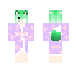 Green Kimono Kitsune - Female Minecraft Skins - image 2