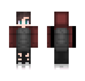 Red And Gray Shirt With Hoodie