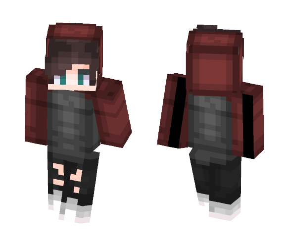 Red And Gray Shirt With Hoodie - Male Minecraft Skins - image 1