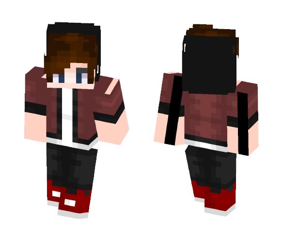 Download Free Red Shoes With Hoodie Skin for Minecraft image 1 Red Shoes With Hoodie - Male Minecraft Skins - image 1