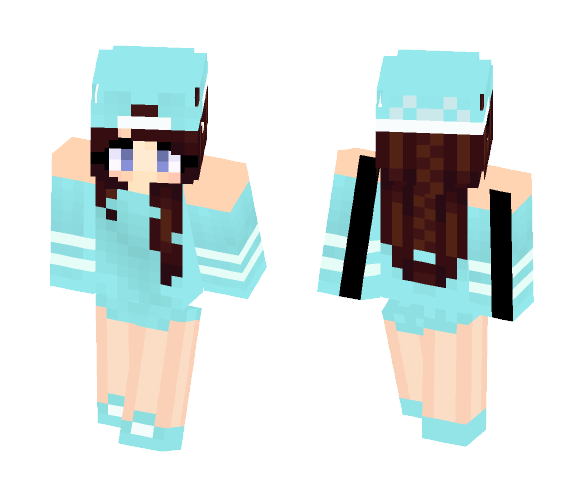 Cute teal tomboy - Female Minecraft Skins - image 1