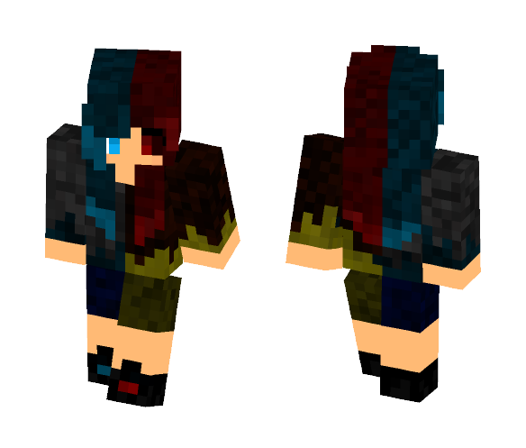 Half Fire Half Water Elemental Girl - Girl Minecraft Skins - image 1