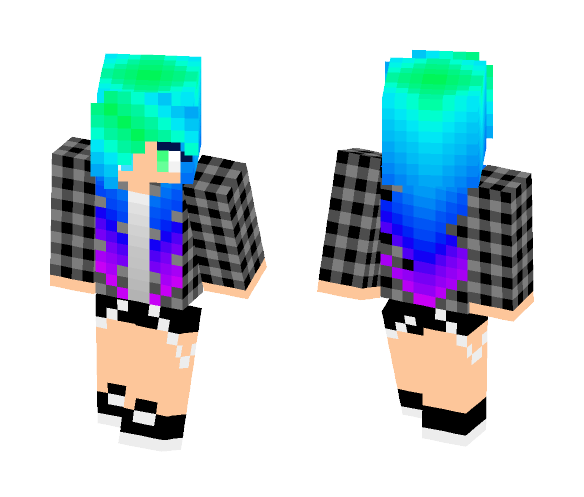Neøn Hαired Girl - Girl Minecraft Skins - image 1
