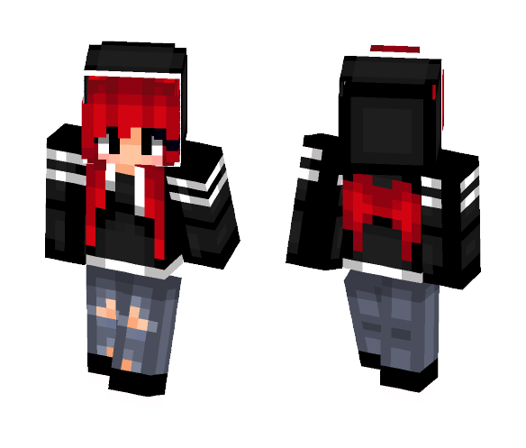 Download Free Dark Girl w/ Red Hair&Wings Skin for Minecraft image 1 Dark Girl w/ Red Hair&Wings - Color Haired Girls Minecraft Skins - image 1