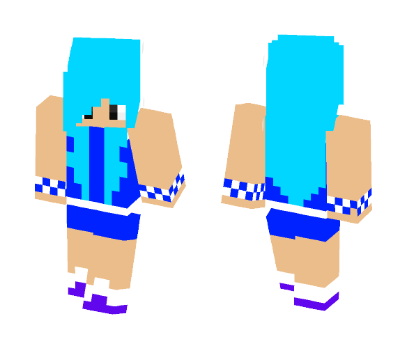 Download Free High school girl with blue hair Skin for Minecraft image 1 High school girl with blue hair - Color Haired Girls Minecraft Skins - image 1