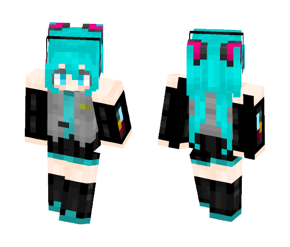 Hatsune Miku v3.0 (3 pixel arms) - Female Minecraft Skins - image 1