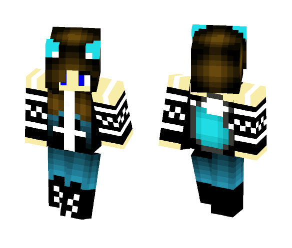 Cute teal Wolf Girl - Cute Girls Minecraft Skins - image 1