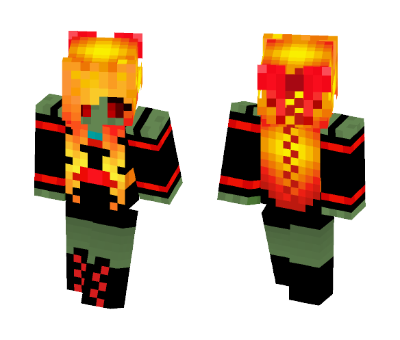 Download Free Lava Girl Zombie Skin for Minecraft image 1 Lava Girl Zombie - Girl Minecraft Skins - image 1