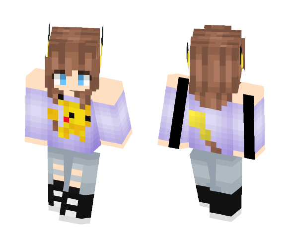 Download Free Casual Pikachu girl :3 Skin for Minecraft image 1 Casual Pikachu girl :3 - Girl Minecraft Skins - image 1