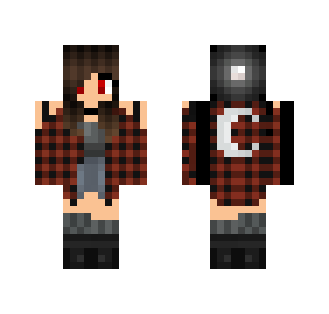 Cute Beanie Plaid Girl With Moon