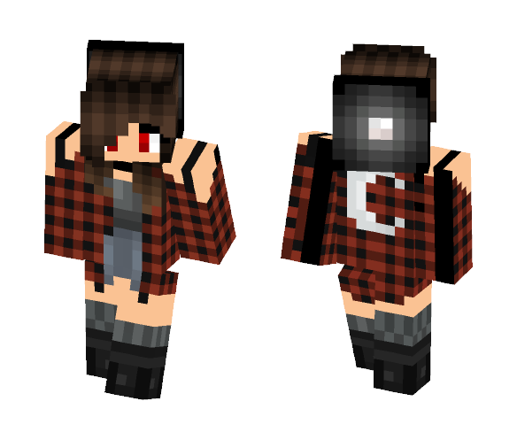 Cute Beanie Plaid Girl With Moon - Cute Girls Minecraft Skins - image 1
