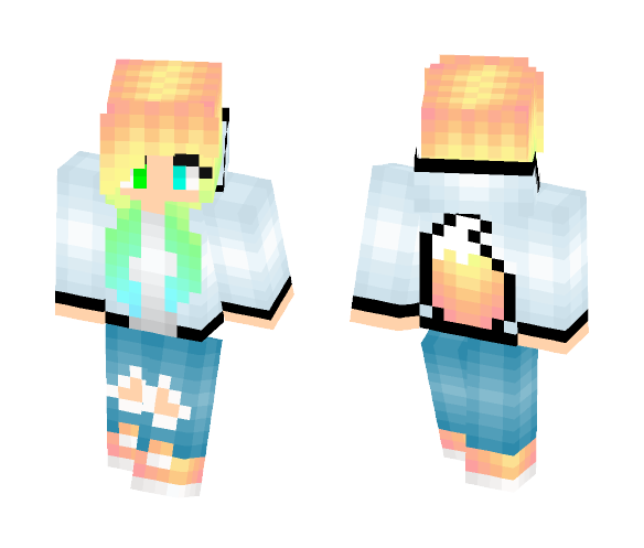 rainbow foxtail hoodie - Female Minecraft Skins - image 1