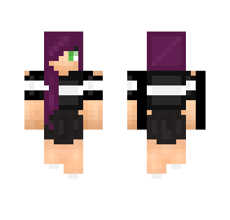 Purple Hair + Crop top and Skirt.