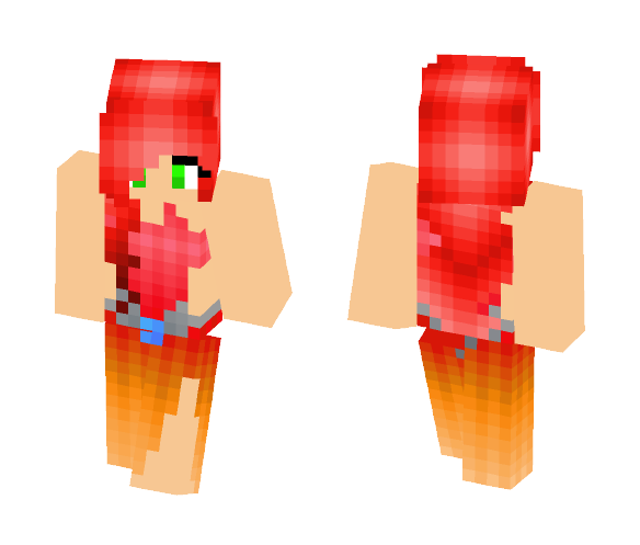 Download Free Flame Hair and Dress Girl! Skin for Minecraft image 1 Flame Hair and Dress Girl! - Color Haired Girls Minecraft Skins - image 1