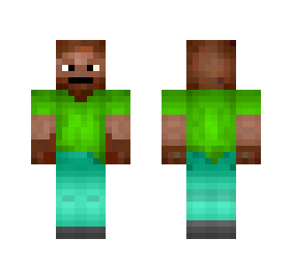 Old bald man in green shirt