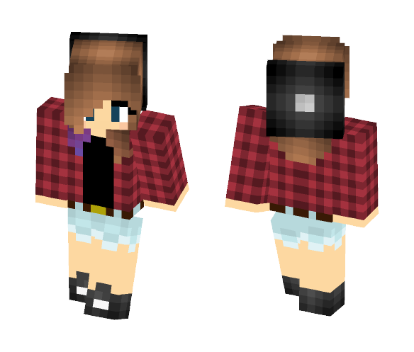 Cute Beanie Girl With Short Hair - Color Haired Girls Minecraft Skins - image 1