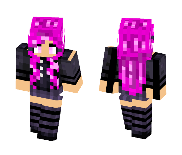 Pink hair goth girl (pls comments) - Color Haired Girls Minecraft Skins - image 1