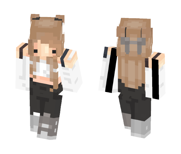 Black And White Chibi ;33 - Female Minecraft Skins - image 1