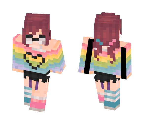 Rainbow Sweater Nerd - Female Minecraft Skins - image 1
