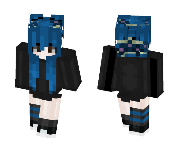 Download Free Blue hair girl o; Skin for Minecraft image 1 Blue hair girl o; - Color Haired Girls Minecraft Skins - image 1