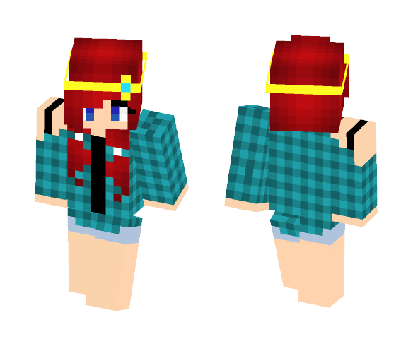 Download Free Teal Plaid Girl >OC Skin for Minecraft image 1 Teal Plaid Girl >OC - Girl Minecraft Skins - image 1