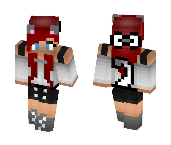 Download Free White and Gray Cat Girl Skin for Minecraft image 1 White and Gray Cat Girl - Cat Minecraft Skins - image 1