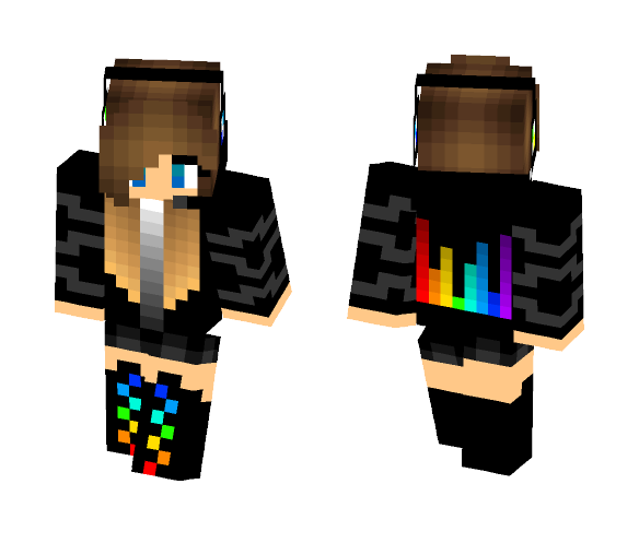 Download Free Girl dj rainbow Skin for Minecraft image 1 Girl dj rainbow - Girl Minecraft Skins - image 1