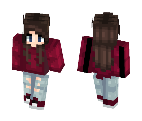 Download Free Red Long Sleeved Shirt Skin for Minecraft image 1 Red Long Sleeved Shirt - Female Minecraft Skins - image 1