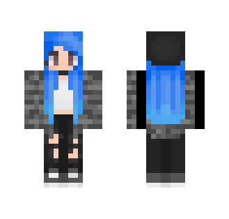 x blue hair don't care x - Female Minecraft Skins - image 2