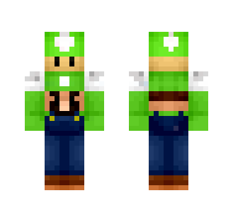 Small Luigi Holding 1UP Mushroom - Male Minecraft Skins - image 2