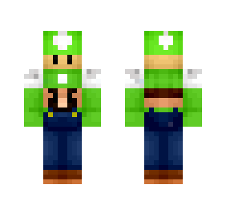 Small Luigi Holding 1UP Mushroom