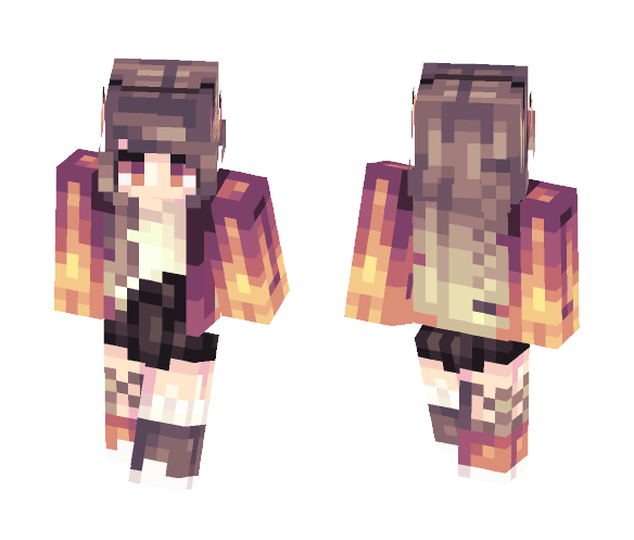 fire is hot // ouch - Female Minecraft Skins - image 1
