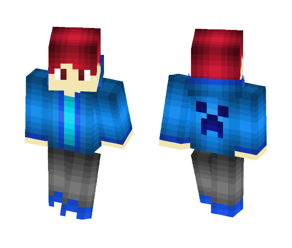 Download Free Teenager with blue Creeper Jacket Skin for Minecraft image 1 Teenager with blue Creeper Jacket - Male Minecraft Skins - image 1