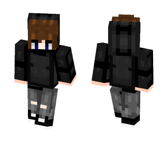 Black Hoodie ~Ūhhh~ - Male Minecraft Skins - image 1