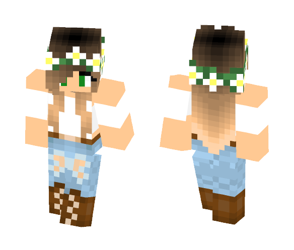girl with flower crown (me) - Flower Crown Minecraft Skins - image 1