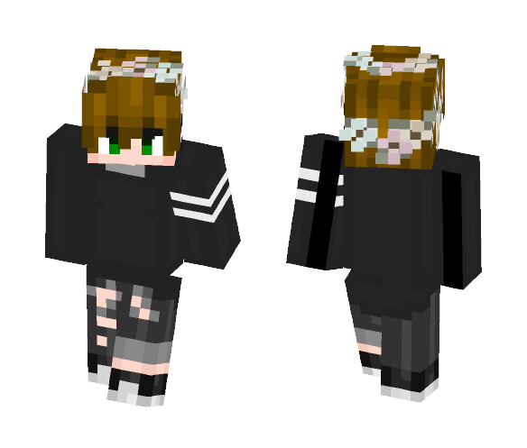 cute flower crown boy - black - Boy Minecraft Skins - image 1