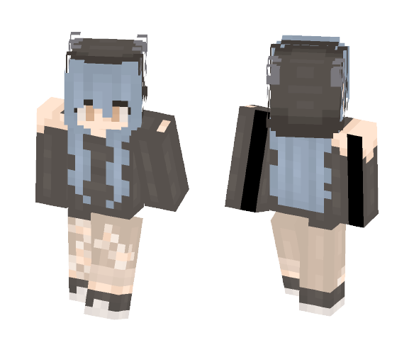 Download Free Blue Hair Beanie Skin for Minecraft image 1 Blue Hair Beanie - Female Minecraft Skins - image 1
