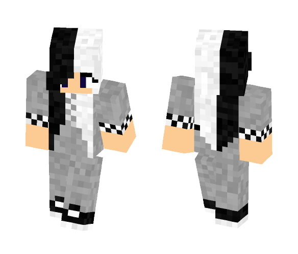 Download Free 06 | Gray Girl ~ Black-White Hair Skin for Minecraft image 1 06 | Gray Girl ~ Black-White Hair - Color Haired Girls Minecraft Skins - image 1