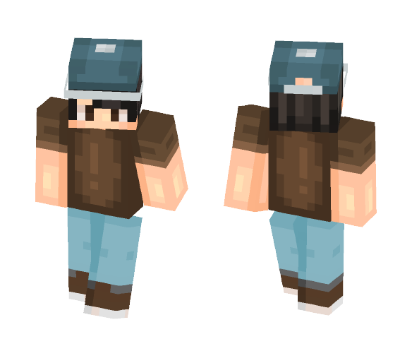 Hat and Brown Shirt - Male Minecraft Skins - image 1