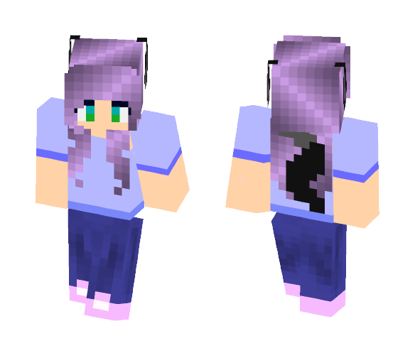 Download Free Purple Haired Werewolf Girl Skin for Minecraft image 1 Purple Haired Werewolf Girl - Color Haired Girls Minecraft Skins - image 1