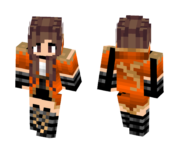 Download Free Warrior orange Girl Skin for Minecraft image 1 Warrior orange Girl - Girl Minecraft Skins - image 1
