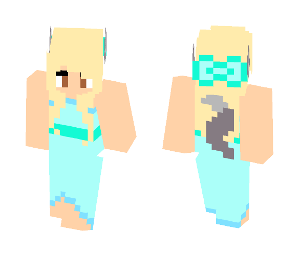 Werewolf Girl in a Blue Dress - Girl Minecraft Skins - image 1