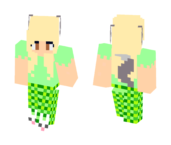 Download Free Werewolf Girl in Green Pjs Skin for Minecraft image 1 Werewolf Girl in Green Pjs - Girl Minecraft Skins - image 1