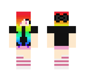 Rainbow Sock Girl w Bow