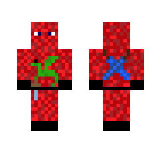 red ninja with swords on back